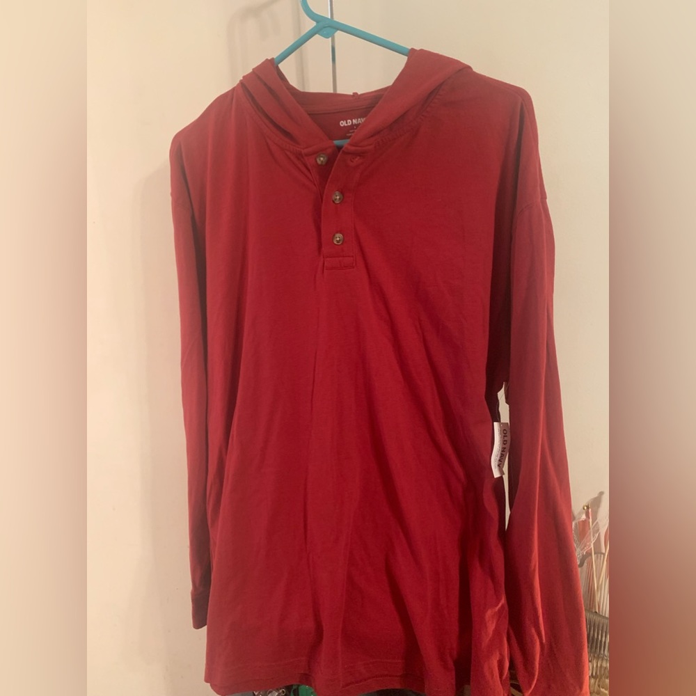 Old Navy Red Long Sleeve Light Weight Hoodie Size Large NWT